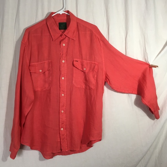 Henry Cotton's Shirts Henry Cottons Linen Mens Button Front Shirt